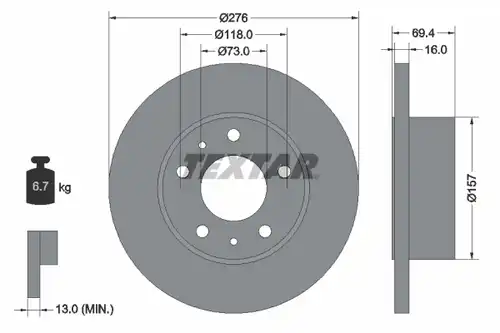 спирачен диск TEXTAR 93104700