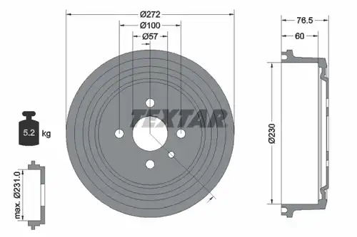 спирачен барабан TEXTAR 94003700