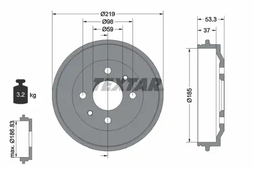 спирачен барабан TEXTAR 94006400