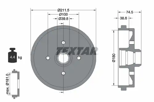 спирачен барабан TEXTAR 94006600