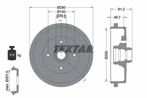 спирачен барабан TEXTAR 94006700