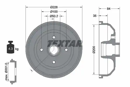 спирачен барабан TEXTAR 94009900