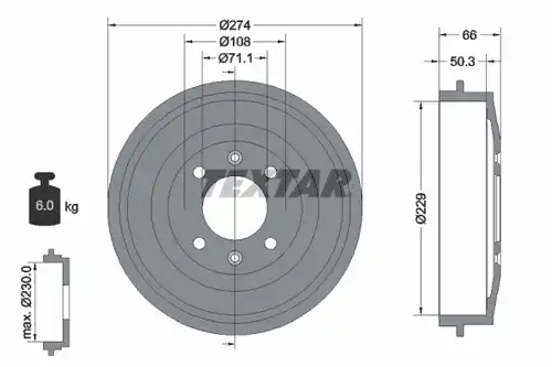 спирачен барабан TEXTAR 94010300