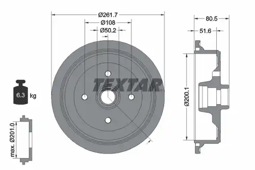 спирачен барабан TEXTAR 94012800