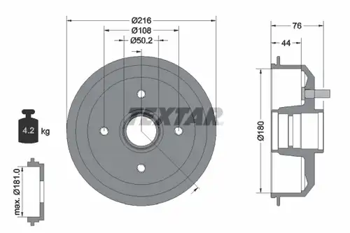 спирачен барабан TEXTAR 94012900