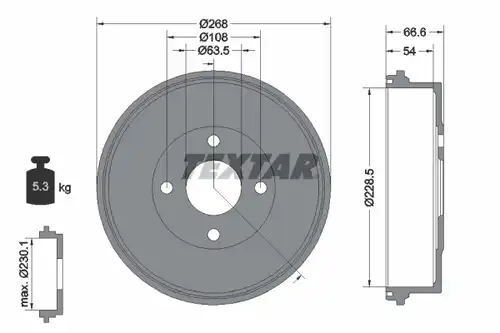 спирачен барабан TEXTAR 94013100