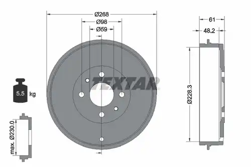 спирачен барабан TEXTAR 94014000