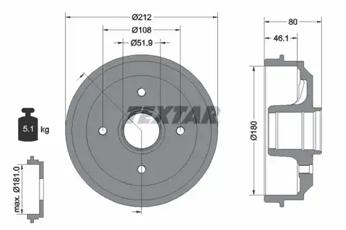 спирачен барабан TEXTAR 94014200