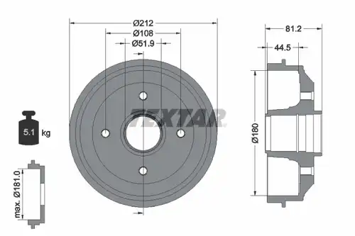 спирачен барабан TEXTAR 94014300