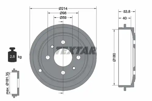 спирачен барабан TEXTAR 94014800