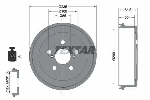 спирачен барабан TEXTAR 94017900