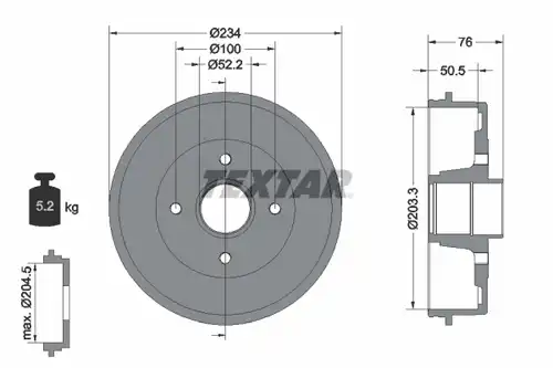 спирачен барабан TEXTAR 94019700