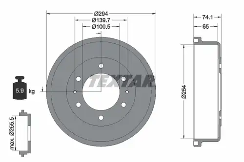 спирачен барабан TEXTAR 94022100