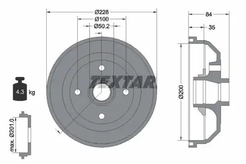 спирачен барабан TEXTAR 94022300