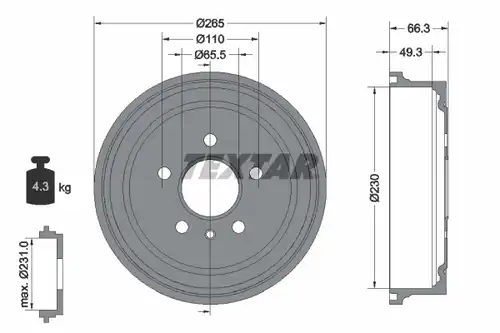 спирачен барабан TEXTAR 94022600