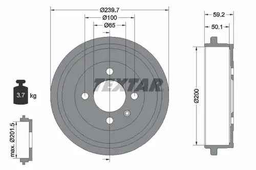 спирачен барабан TEXTAR 94022800