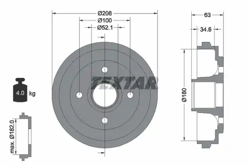 спирачен барабан TEXTAR 94023900