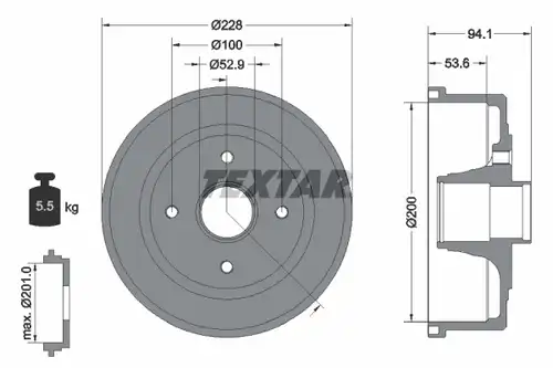 спирачен барабан TEXTAR 94024200