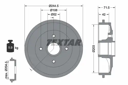 спирачен барабан TEXTAR 94026600