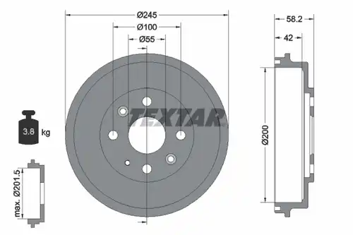 спирачен барабан TEXTAR 94028500