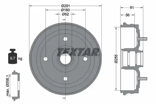 спирачен барабан TEXTAR 94030800