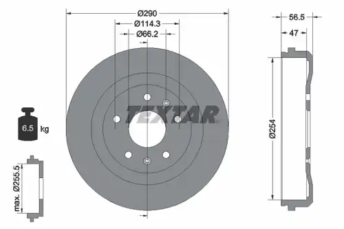 спирачен барабан TEXTAR 94030900