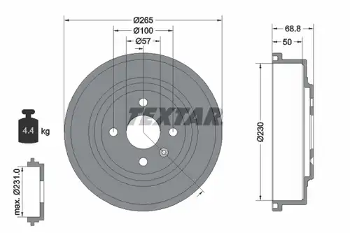 спирачен барабан TEXTAR 94031500