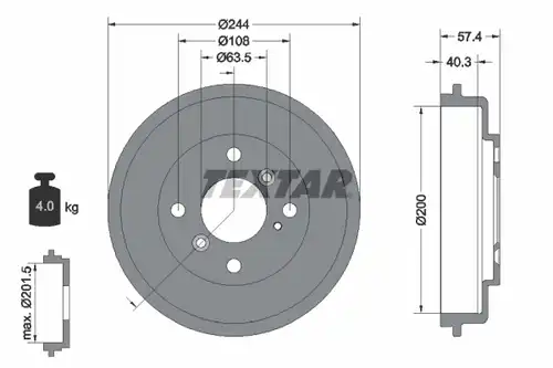 спирачен барабан TEXTAR 94031900