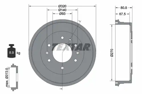 спирачен барабан TEXTAR 94033500