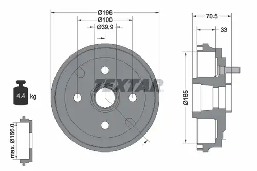 спирачен барабан TEXTAR 94033900