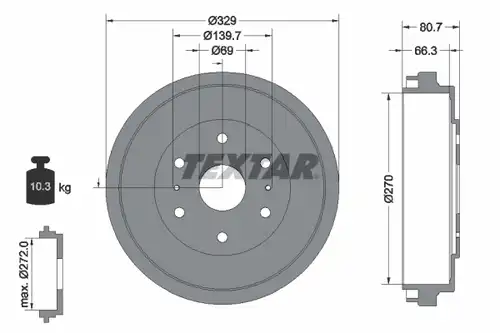 спирачен барабан TEXTAR 94034200