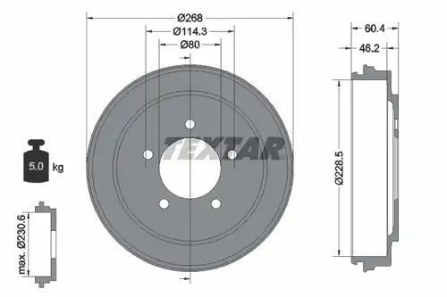 спирачен барабан TEXTAR 94036300