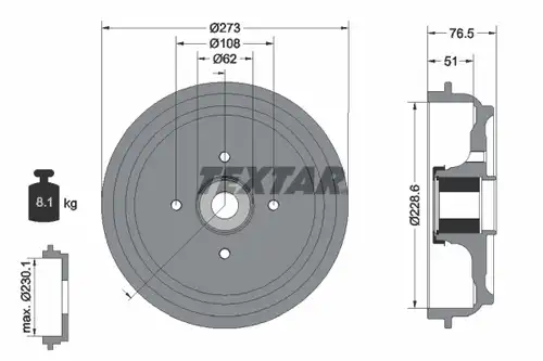 спирачен барабан TEXTAR 94037900