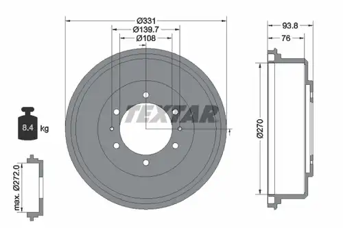 спирачен барабан TEXTAR 94040400