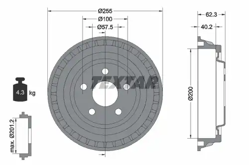 спирачен барабан TEXTAR 94040800