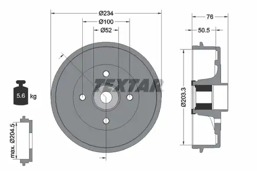 спирачен барабан TEXTAR 94042400