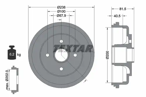 спирачен барабан TEXTAR 94043100