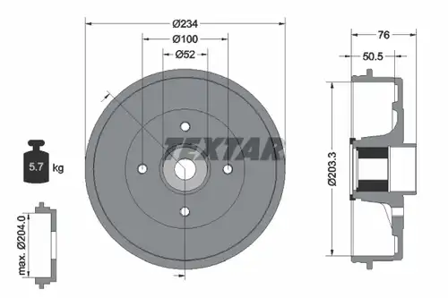 спирачен барабан TEXTAR 94045000