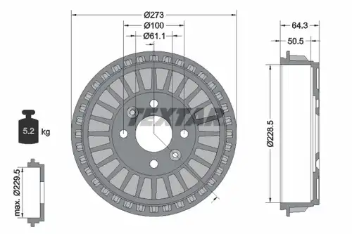 спирачен барабан TEXTAR 94046100