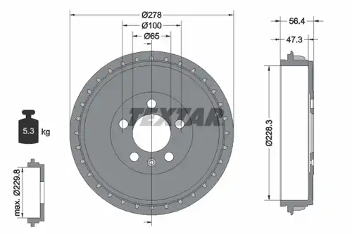 спирачен барабан TEXTAR 94046300