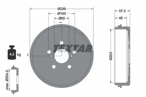 спирачен барабан TEXTAR 94049100