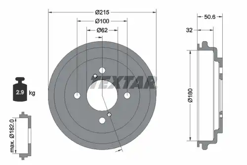 спирачен барабан TEXTAR 94049200