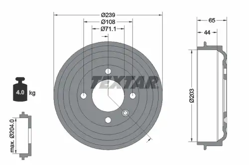 спирачен барабан TEXTAR 94049500