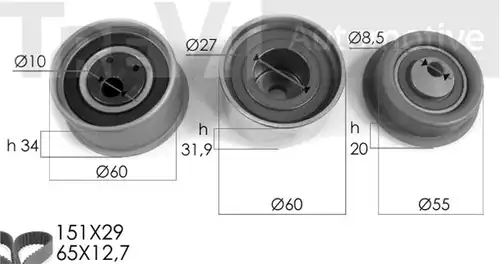 комплект ангренажен ремък TREVI AUTOMOTIVE KD1034