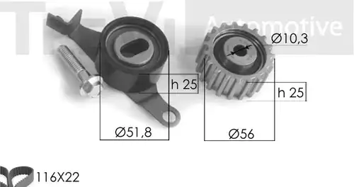 комплект ангренажен ремък TREVI AUTOMOTIVE KD1042