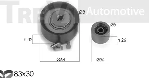 комплект ангренажен ремък TREVI AUTOMOTIVE KD1303