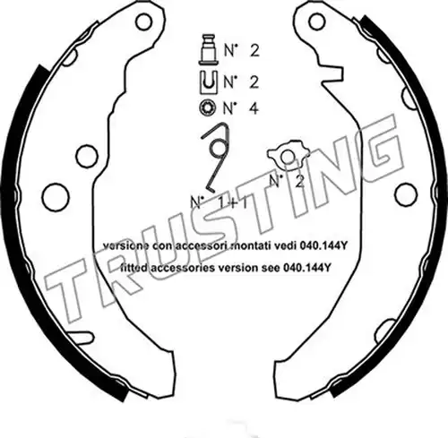 комплект спирачна челюст TRUSTING 040.122K