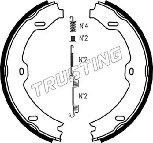 комплект спирачна челюст, ръчна спирачка TRUSTING 052.130K