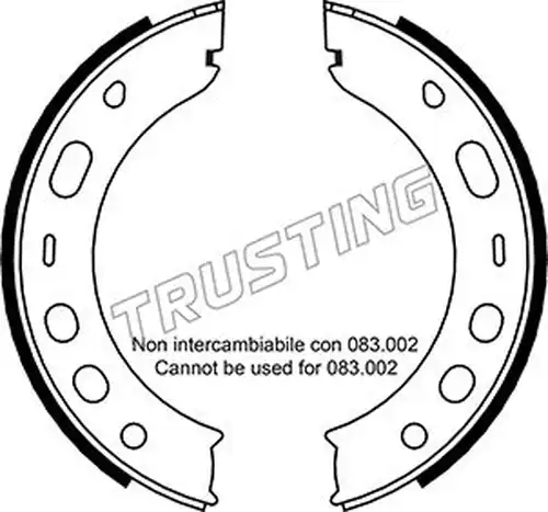 комплект спирачна челюст, ръчна спирачка TRUSTING 083.001