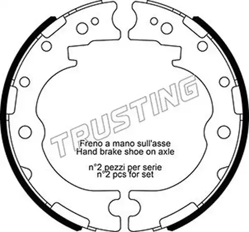 комплект спирачна челюст, ръчна спирачка TRUSTING 115.332